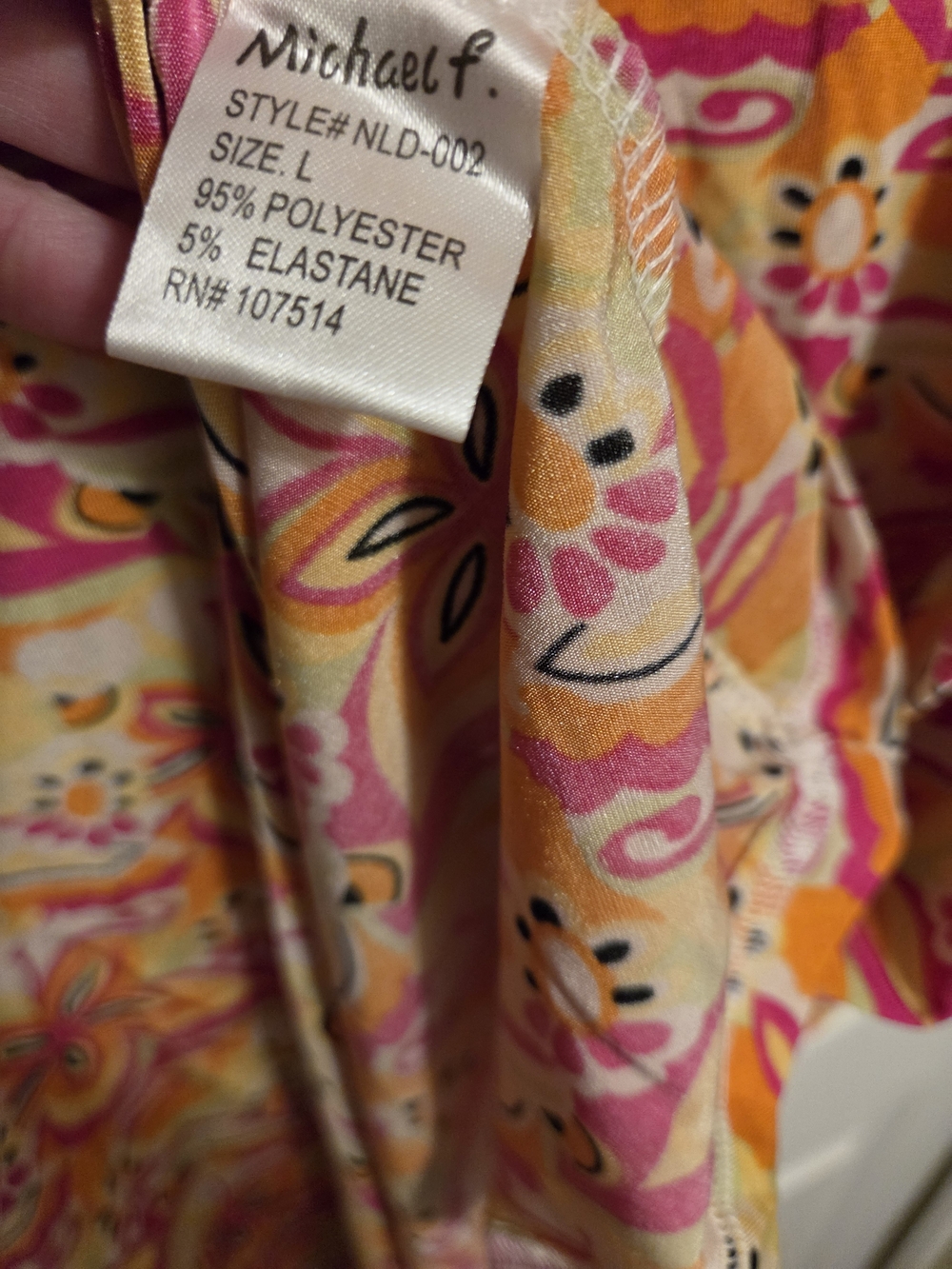 Women's Pull Over Stretchy Floral Midi Dress Pink, Orange, Yellow Size Large
